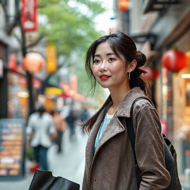 刘亦菲轻松逛街购物